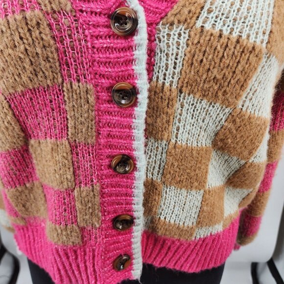 Torrid Womens Checkered Button-Up Cardigan Sweater Size 0 Acrylic Blend - Picture 4 of 10